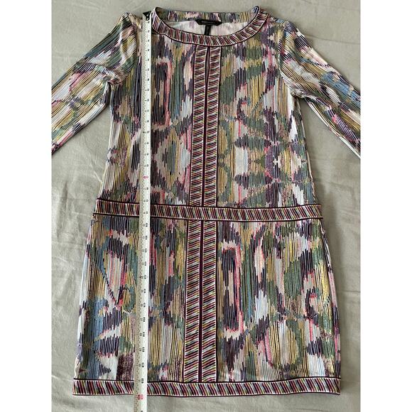 BCBG MAXAZRIA multi-color dress SZ Sm 3/4 sleeve drop waist dress - Picture 7 of 7